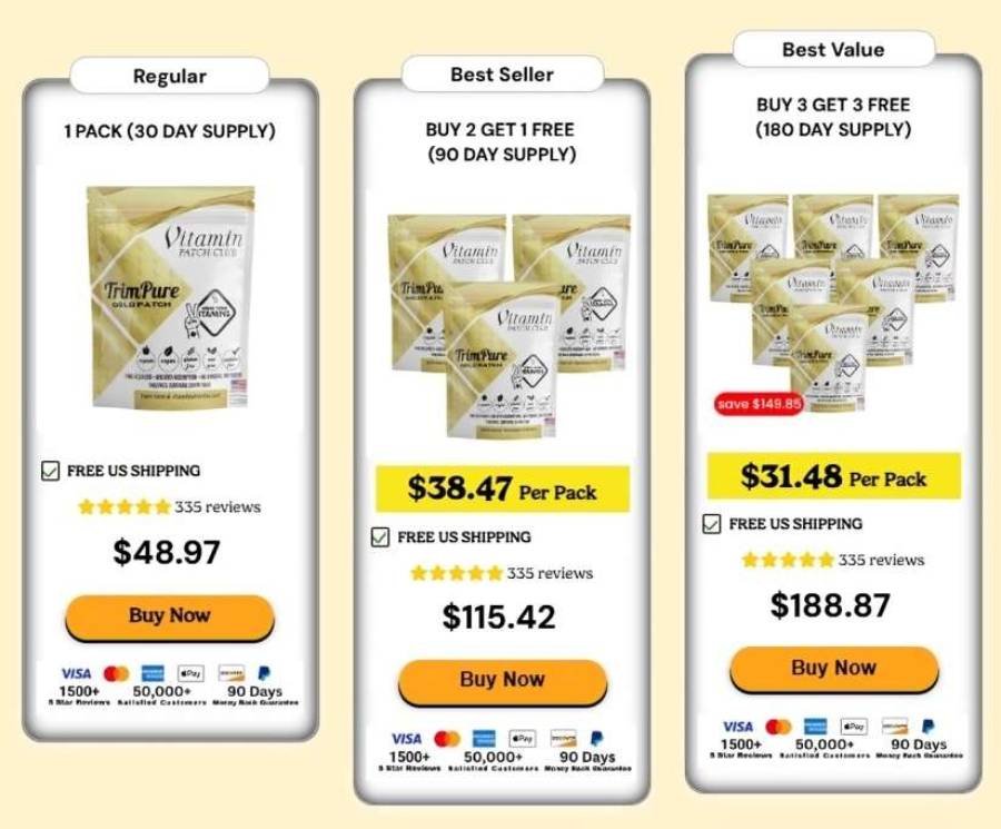 TrimPure Gold Patch pricing bundles with best-value discount for long-term weight support