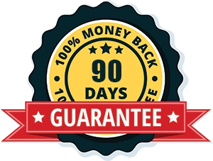 TrimPure Gold Patch 90-day money-back guarantee badge ensuring risk-free purchase